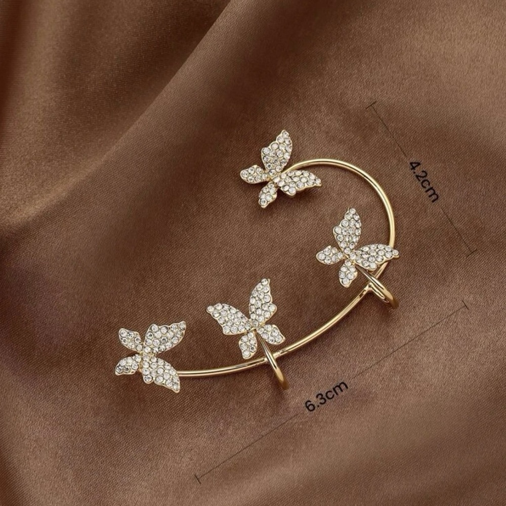 Butterfly Rhinestone Ear Cuff Silver - Picture 3 of 4